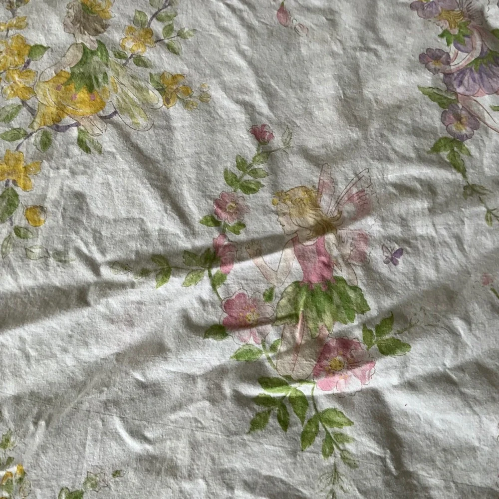 Vintage Garden Fairy Floral Duvet Cover Pink Whimsical Cottagecore Fairycore